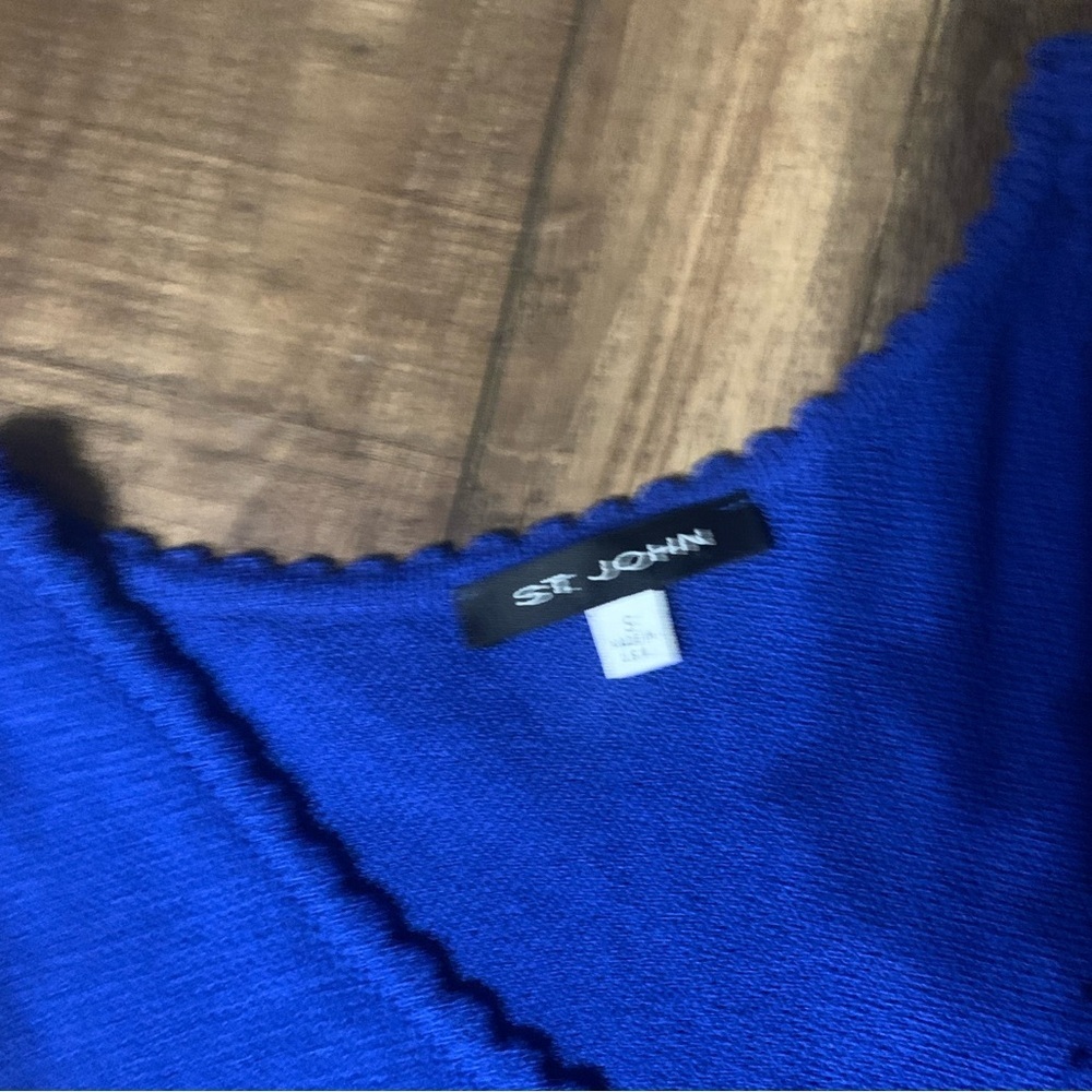 ST. JOHN knit royal blue scalloped tank blouse evening classic spring formal S - Picture 5 of 5